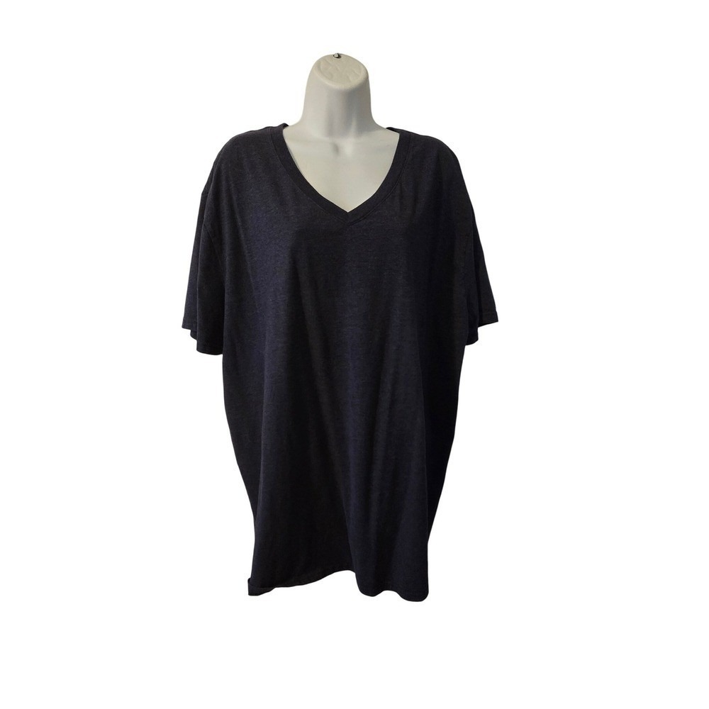 Hanes Charcoal Heather V Neck T Shirt Oversized Basic Tee Top 2XL /0170